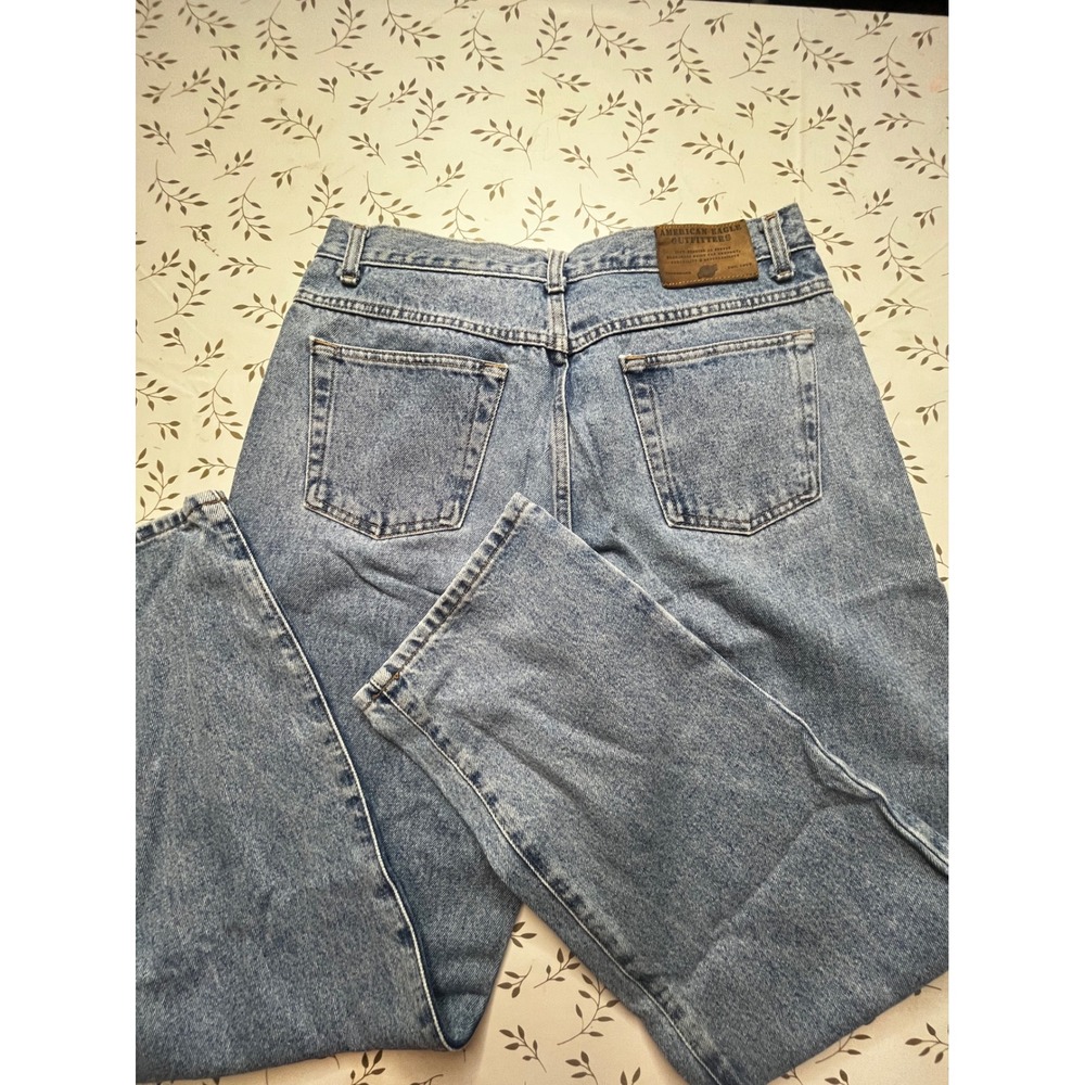 VTG 90s American Eagle High Waisted Button Fly Mom Jeans Light Wash 8 PET 28x27